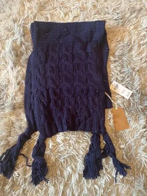 Hollister Chunky Cable Knitted Scarf Navy With Speckles Knit BNWT • £14.95