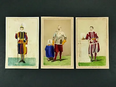 3 Carte De Visite. Military Uniforms. Possibly Swiss Guard Vatican. C1860s-70s. • £30
