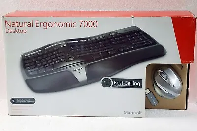 Microsoft Natural Wireless Ergonomic Keyboard 7000 Mouse & USB Dongle In BOX • $350.99