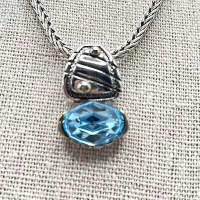 Pendant Necklace Snake Chain Blue Rhinestones Slide Enhancer Magnet Clasp 16  • $6.29