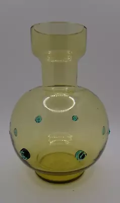 Victorian Harrach Moser Glass Smokey Vase W/ Blue Applied Punties • $74.25