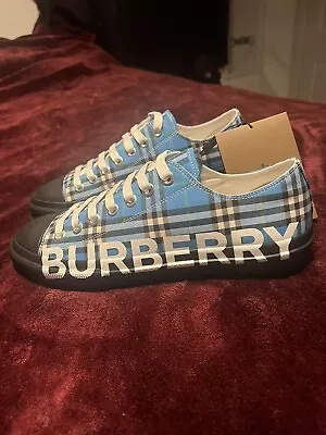 Burberry Check Canva Sneakers Blue Size 10 US  • $350