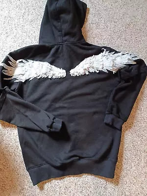 Miss Sixty Angel Collection Pullover Black Hoodie White Wings Detachable Sleeves • $180