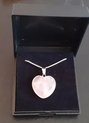 £4.99 • Buy Necklace With Rose Quartz Heart Pendant - Crystal Stone With 22  Silver Chain