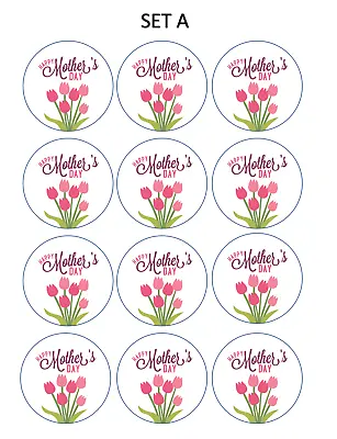 12 Mothers Day Edible Paper Cupcake Cookie Toppers CHOOSE SIZE • $11