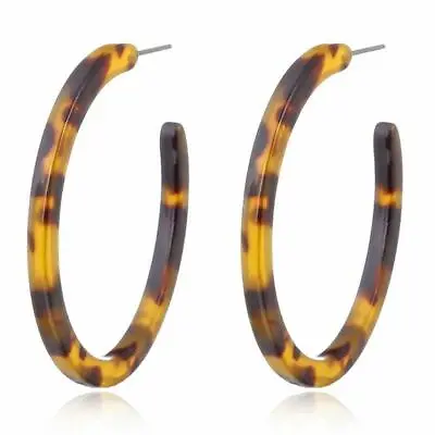 £3.26 • Buy Acrylic Marbled Earring Leopard Round Hoop Earrings Women Tortoise Shell Jewelry