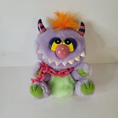 Vintage Tara Toys Purple Kuddlee Uglee 6  Plush My Pet Monster Leash Orange Hair • $33.07