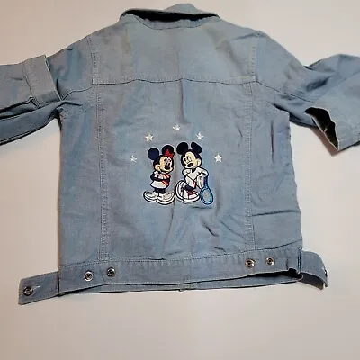 Disney Youth Sz Large Denim Jacket  Mickey And Minnie Tennis  Embroidered Back. • $17.84