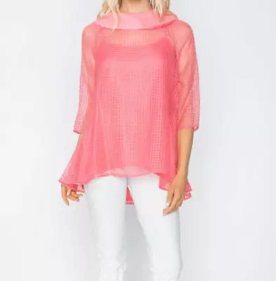 IC Collection Allison Cowl Neck Tunic Top Pink Sz M NWT $138 • $29.99