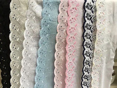 Broderie Anglaise Flat Lace Trim Premium Quality Choose Length Colour And Width • £1.95