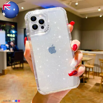 $13.99 • Buy Case For IPhone 13 Pro Max 12 11 XR XS SE3 Bling Clear Hybrid Bumper Phone Cover
