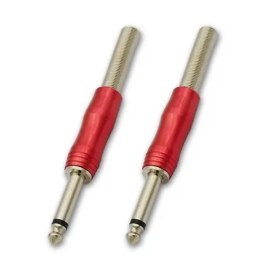 21/4 Inch Mono TS Audio Guitar Cable Metal 6.35mm Connector Plugs Jack Male Red • $9.17