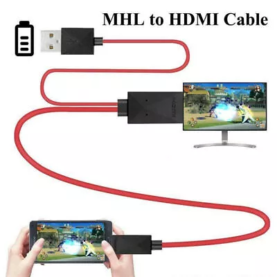 MHL 11Pin Micro USB To HDMI 1080P HD TV Cable Adapter For Android Samsung Phone • £8.27