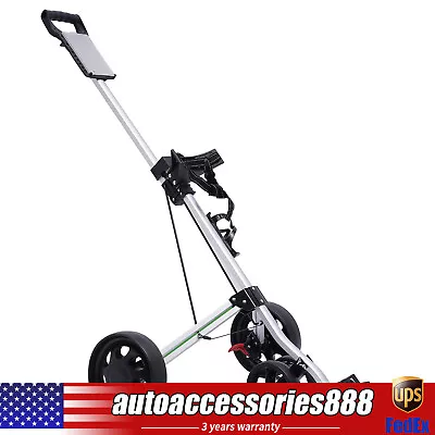 3-Wheel Golf Push Cart Lightweight Push Pull Golf Cart Trolley Sturdy Foldable • $67.45