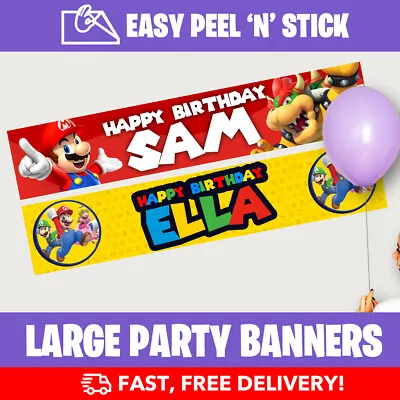 Mario Bowser Personalised Birthday Party Banners (110cm X 21.5cm) Design Service • $4.84