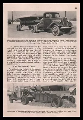 1936 Marmon Herrington V-8 Ford B5-4-4 Photos Insley Dump Wagon Article Print Ad • $19.95