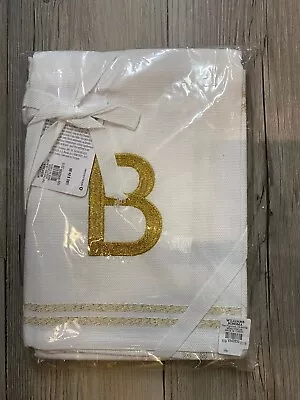 NEW Williams Sonoma Gold Letter Monogram Kitchen Towels Set Of 2: B C Or J NWT • $24.99