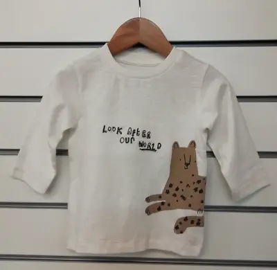 BOYS `LOOK AFTER OUR WORLD` LONG SLEEVE T- SHIRT AGE 3 - 6 MONTHS (ref 819) • £1.99