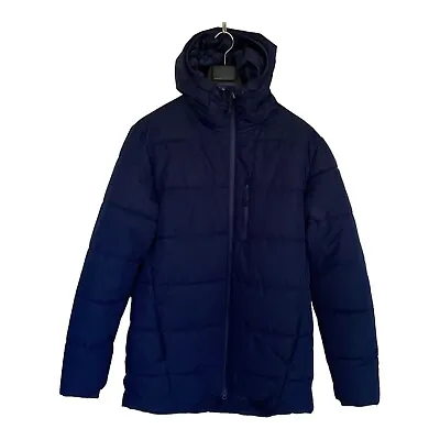 ANKO Men Sz M Quilted Hoodie Puffer Jacket Full Zip Front Pockets Warm Navy Blue • $22.64