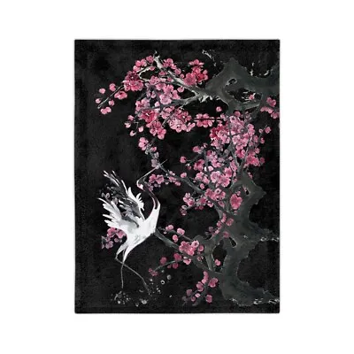 Velveteen Minky Blanket Cherry Blossom Crane • $24.23