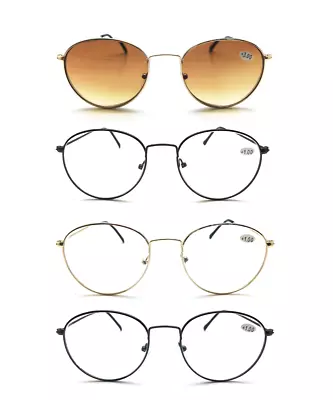 £5.99 • Buy Round Metal Oval Reading Glasses Sunglasses Wire Vintage Mens Womens +1 +1.5 +2