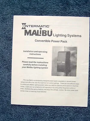 Intermatic Malibu Lighting System Power Pack Installation And Instructions • $4.95