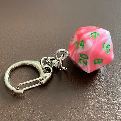 D20 Dice Keyring - Duel Colour - Pink And White • £1.99