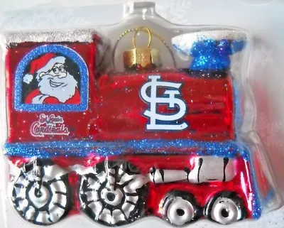 $16.99 • Buy St. Louis Cardinals Glass Train Ornament With Santa On 1 Side, Rudolph On Other