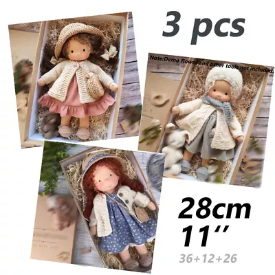 3pcs 28cm 11'' Handmade Cotton Play Toy Girl Birthday Gift Waldorf Plush Doll  • £55.19