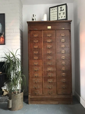 £1650 • Buy M.Ohmer’s Antique Oak Filing Cabinet Chest Of Drawers 1890s Bank Of Drawers