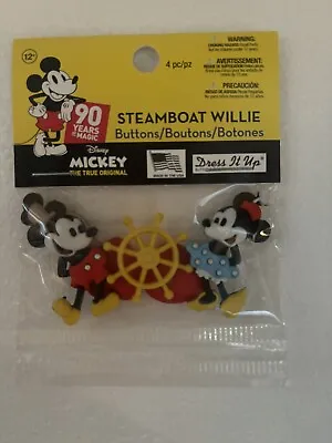 Dress It Up Buttons Disney Steamboat Willie Mickey Mouse 3 Pack Of Buttons • $8