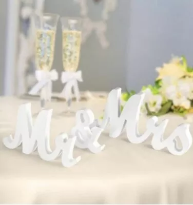 White Sign Mr And Mrs Sign Wood Letter Wedding Signs For Table Photo Props Decor • $11.20