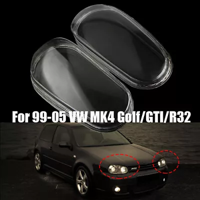 Pair Left & Right Glass Headlight Lens Housing For 1999-2005 VW MK4 Golf R32 • $76.80