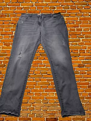 £11.99 • Buy Womens Next Uk 18l Long Washed Grey Relaxed Skinny Mid Rise Denim Jeans Trousers