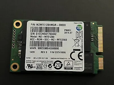 SAMSUNG 128gb MSATA SSD MZ-MTE1280 PM851 TESTED AND WIPED NO ERRORS • £14.50