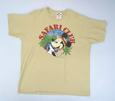 Vintage 80s Mickey Mouse Safari Shirt Cartoon Disney Tropical 5050 Rare One Size • $39.95