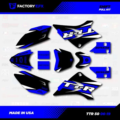 $39.99 • Buy Blue & White Blk Shift Racing Graphics Kit Fits 06-23 YAMAHA TTR50 TTR 50 Decal