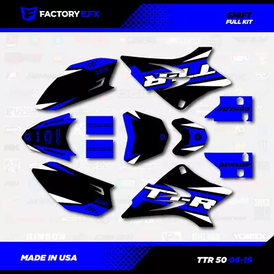 $39.99 • Buy Blue & White Blk Shift Racing Graphics Kit Fits 06-23 YAMAHA TTR50 TTR 50 Decal