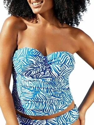 Figleaves Cape Cod Bandeau Tankini Top 754567 Underwired - Cobalt Blue • £12.95