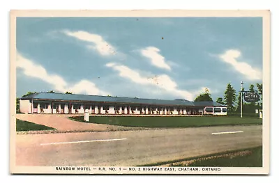 Postcard - Rainbow Motel - Chatham Ontario - Unposted • $3.50
