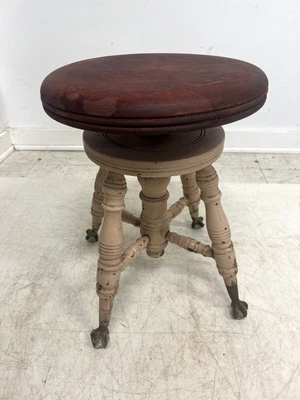 $79.99 • Buy Vintage WOOD PIANO STOOL Organ Claw Foot Victorian Wooden Seat Antique Ball Feet