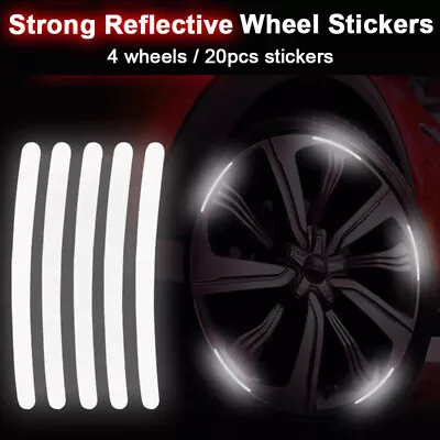 20pcs White Reflective Car Wheel Hub Decal Tire Rim Strip Luminous Tyre Sticker • $2.89