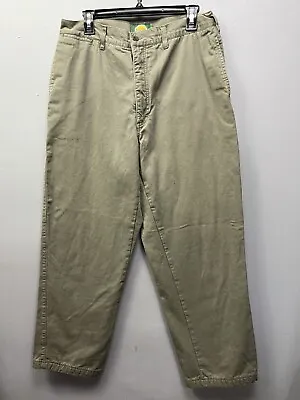 Cabelas Flannel Lined Chino Pants Mens 34x29 Khaki Green Outdoor Fully Insulated • $24.99