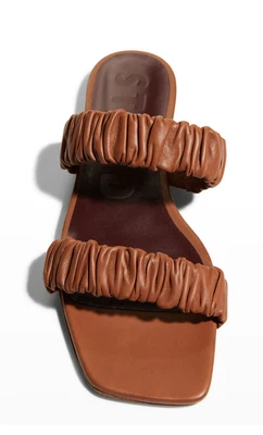 $59 • Buy STAUD MAYA RUCHED Slide SANDAL Leather Size 39/ 8.5 US Worn Twice!
