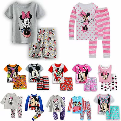 Kids Children Boy Girl Mickey Minnie Mouse Pyjamas Pjs Sets Sleepwear Nightwear • £7.36