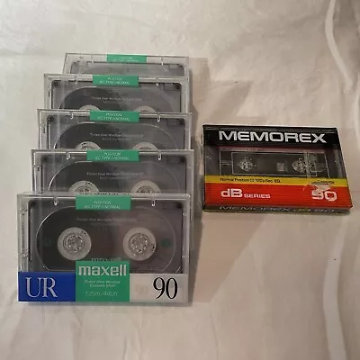 6 Maxell UR & Memorex DB 90 Min Blank Cassettes Normal Bias New Sealed • $19.99