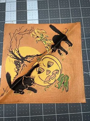 Vintage Crepe/Paper Halloween Napkin ~ Spooky Figure Creepy Tree JOL Cat • $4.99