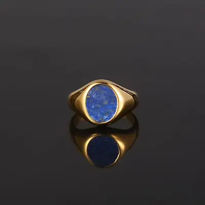 Lapis Lazuli Signet Pinky Ring Men's Jewelry In 18K Yellow Gold Over Sizes 8-17 • $199.99