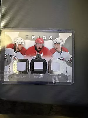 2015-16 The Cup Trios Jerseys Elias Lindholm Justin Faulk Jeff Skinner Blank • $4