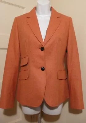 J.CREW Women's Blazer Jacket 100% Cashmere Herringbone Leather Buttons Sz 6 RARE • $229.99